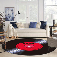Music Record Round Area Rug for Living Room Bedroom