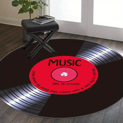 Music Record Round Area Rug for Living Room Bedroom
