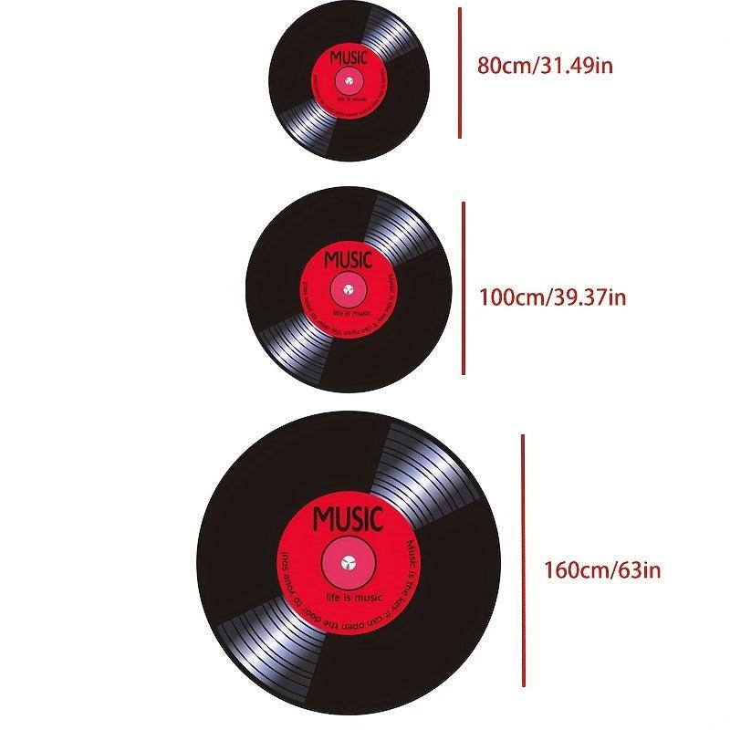 Music Record Round Area Rug for Living Room Bedroom
