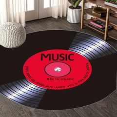 Music Record Round Area Rug for Living Room Bedroom