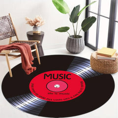 Music Record Round Area Rug for Living Room Bedroom