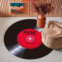 Music Record Round Area Rug for Living Room Bedroom