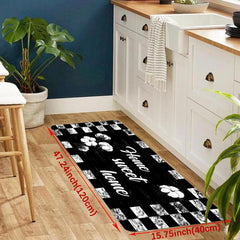 Floral & Alphabet Kitchen Floor Mat Non Slip Polyester Absorbent Bath Mat