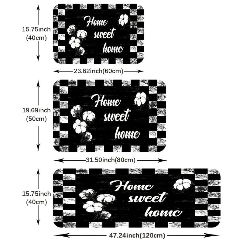 Floral & Alphabet Kitchen Floor Mat Non Slip Polyester Absorbent Bath Mat