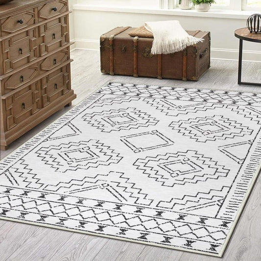 Boho Geometric Area Rug Non Slip Bath Mat Soft Machine Washable Mats