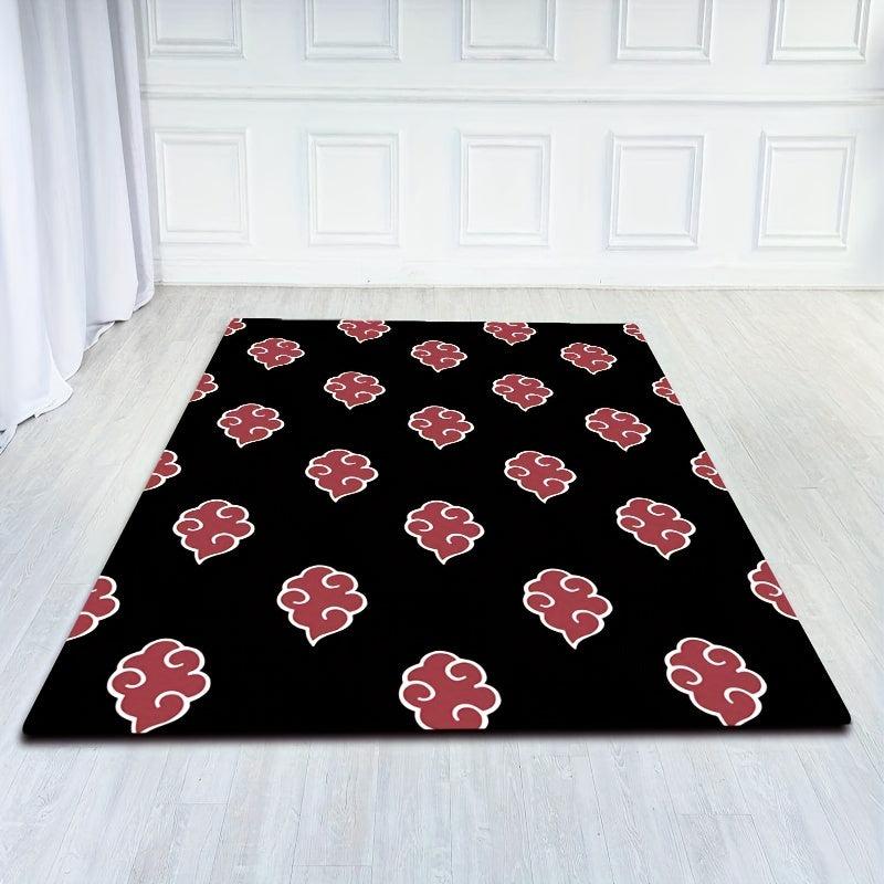 Red Cloud Pattern Floor Mat Anime Print Area Rug For Kids Boys Teens