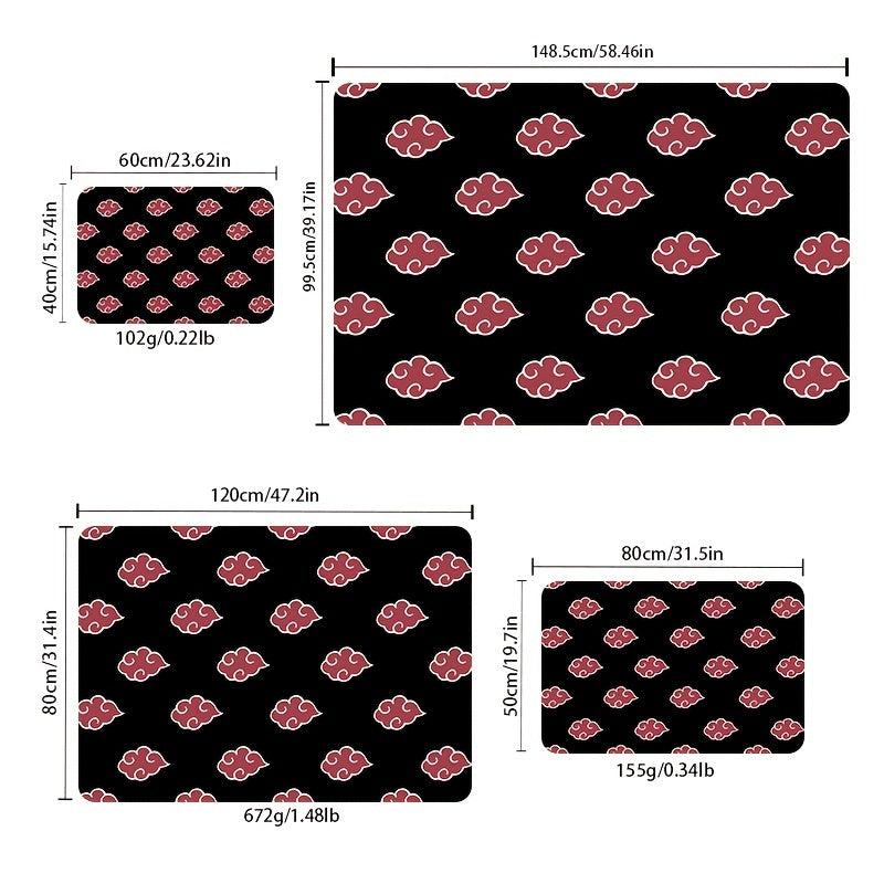 Red Cloud Pattern Floor Mat Anime Print Area Rug For Kids Boys Teens