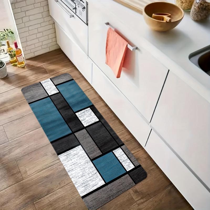 Modern Geometric Kitchen Mat Anti Slip Polyester Carpet Absorbent Bath Mat