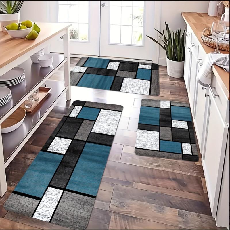 Modern Geometric Kitchen Mat Anti Slip Polyester Carpet Absorbent Bath Mat