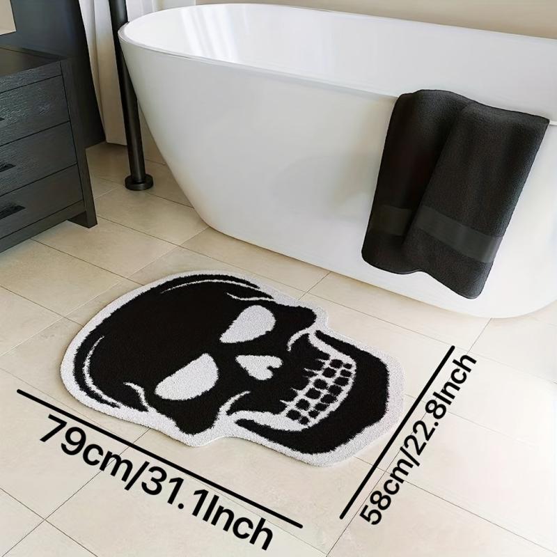 Skull Bath Mat Gothic Decor Halloween Bathroom Mats