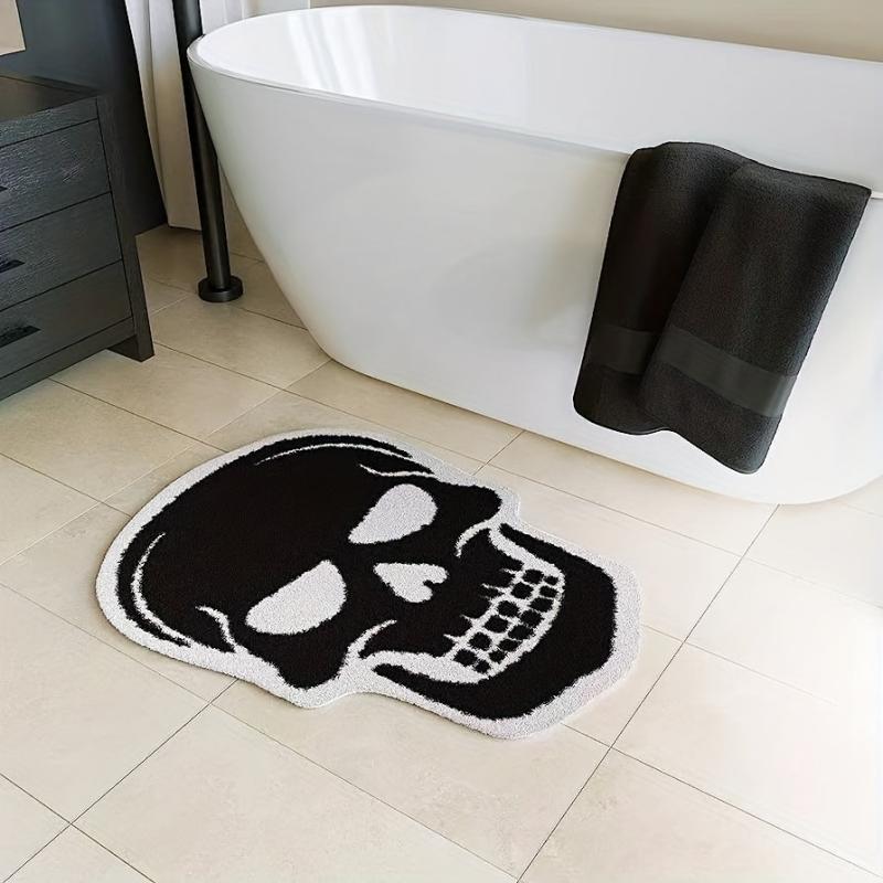 Skull Bath Mat Gothic Decor Halloween Bathroom Mats