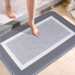 Grey Non Silp Rectangle Area Rug Absorbent Comfortable Machine Wash Mat