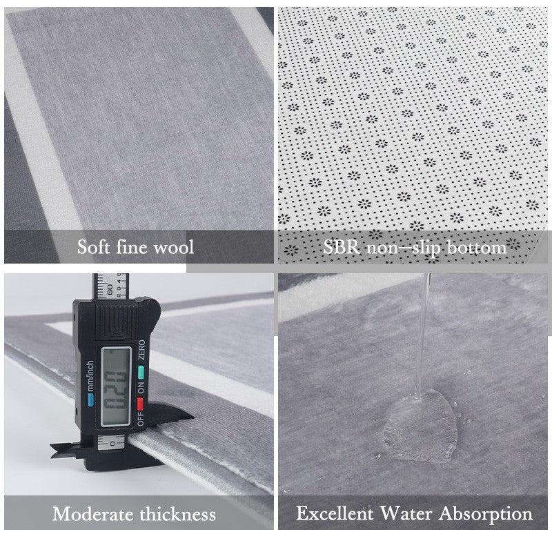 Grey Non Silp Rectangle Area Rug Absorbent Comfortable Machine Wash Mat