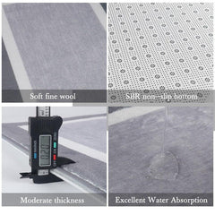 Grey Non Silp Rectangle Area Rug Absorbent Comfortable Machine Wash Mat