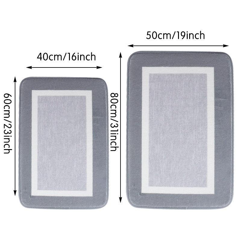 Grey Non Silp Rectangle Area Rug Absorbent Comfortable Machine Wash Mat
