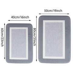 Grey Non Silp Rectangle Area Rug Absorbent Comfortable Machine Wash Mat