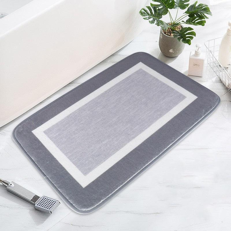 Grey Non Silp Rectangle Area Rug Absorbent Comfortable Machine Wash Mat