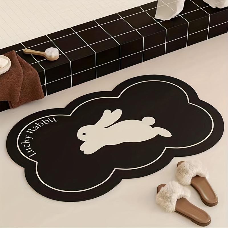 Cartoon Rabbit Bath Rug Soft Non Slip Absorbent Bathroom Mat