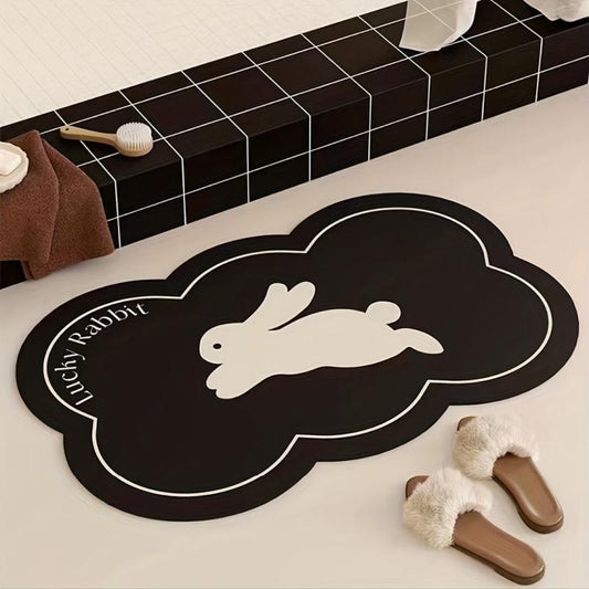 Cartoon Rabbit Bath Rug Soft Non Slip Absorbent Bathroom Mat