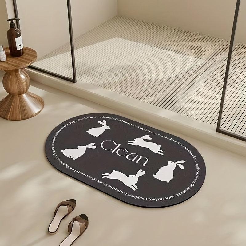 Cartoon Rabbit Bath Rug Soft Non Slip Absorbent Bathroom Mat