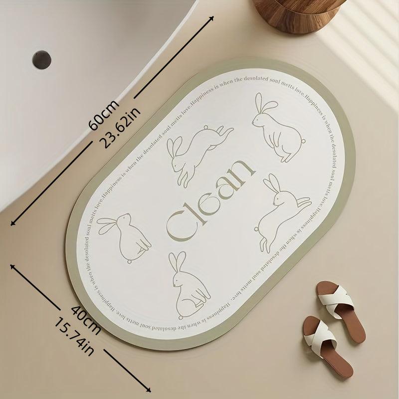 Cartoon Rabbit Bath Rug Soft Non Slip Absorbent Bathroom Mat