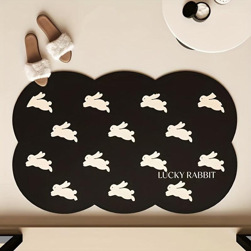 Cartoon Rabbit Bath Rug Soft Non Slip Absorbent Bathroom Mat