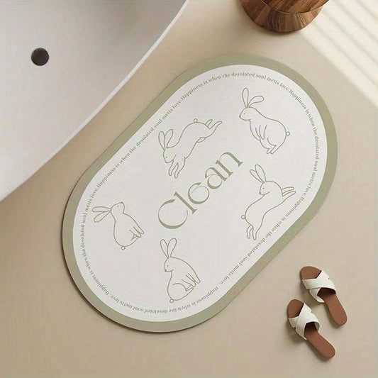 Cartoon Rabbit Bath Rug Soft Non Slip Absorbent Bathroom Mat