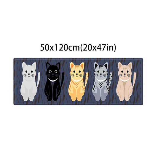 Absorbent Cat Kitchen Rug Anti Fatigue Waterproof Non Slip Carpet