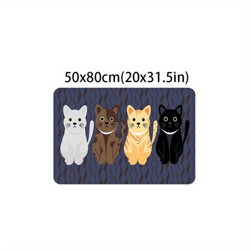 Absorbent Cat Kitchen Rug Anti Fatigue Waterproof Non Slip Carpet