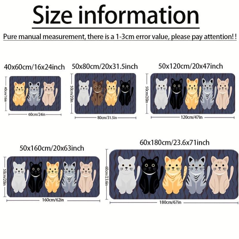 Absorbent Cat Kitchen Rug Anti Fatigue Waterproof Non Slip Carpet