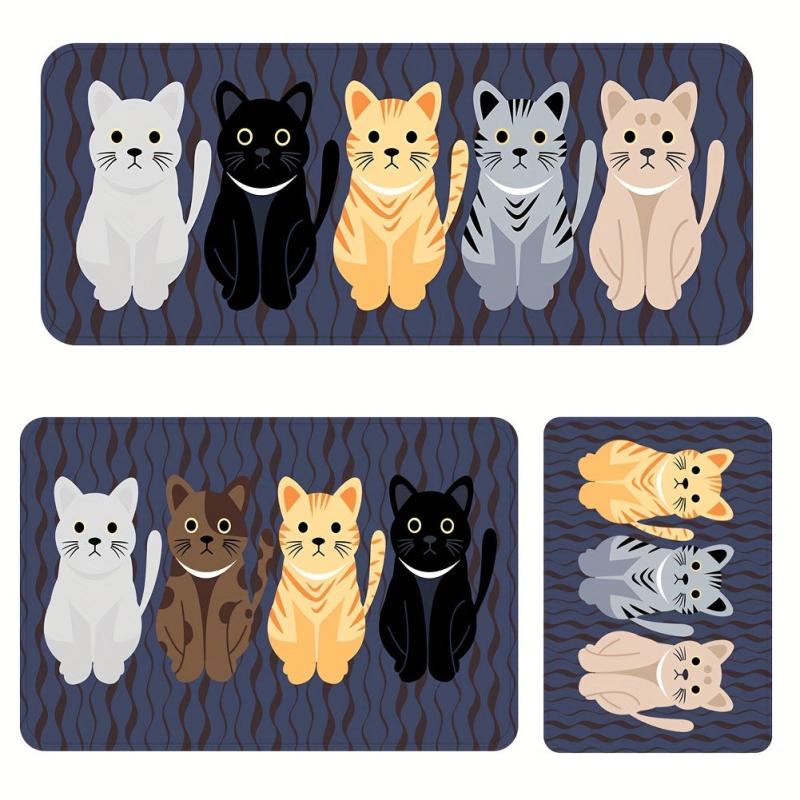 Absorbent Cat Kitchen Rug Anti Fatigue Waterproof Non Slip Carpet