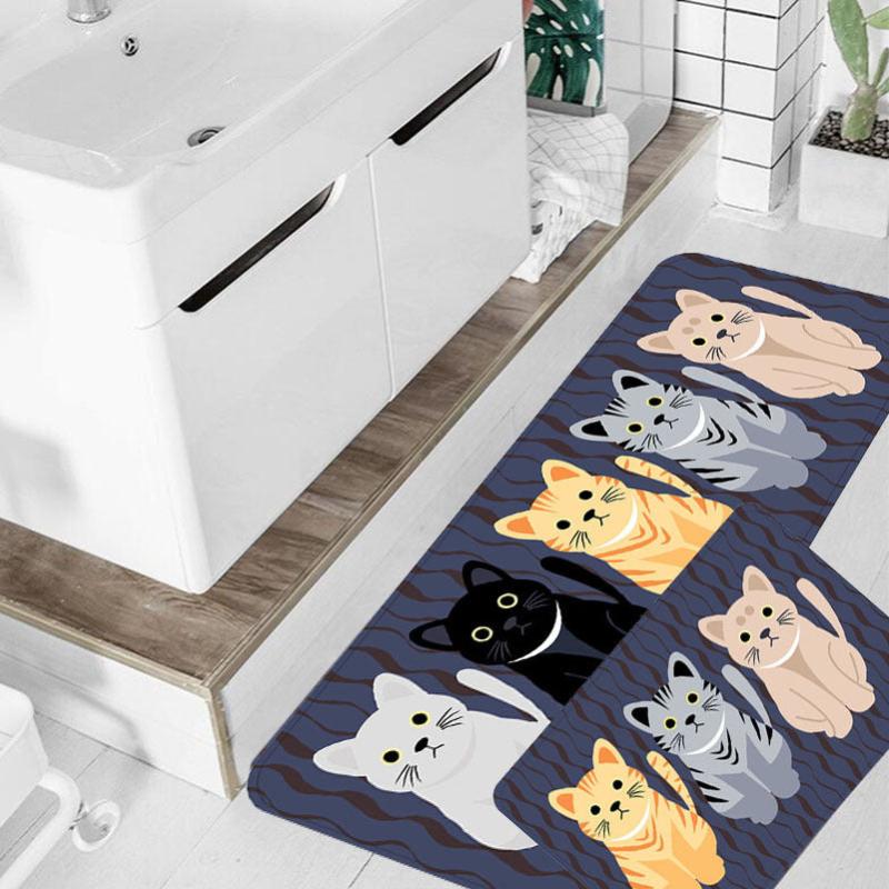 Absorbent Cat Kitchen Rug Anti Fatigue Waterproof Non Slip Carpet