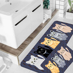 Absorbent Cat Kitchen Rug Anti Fatigue Waterproof Non Slip Carpet