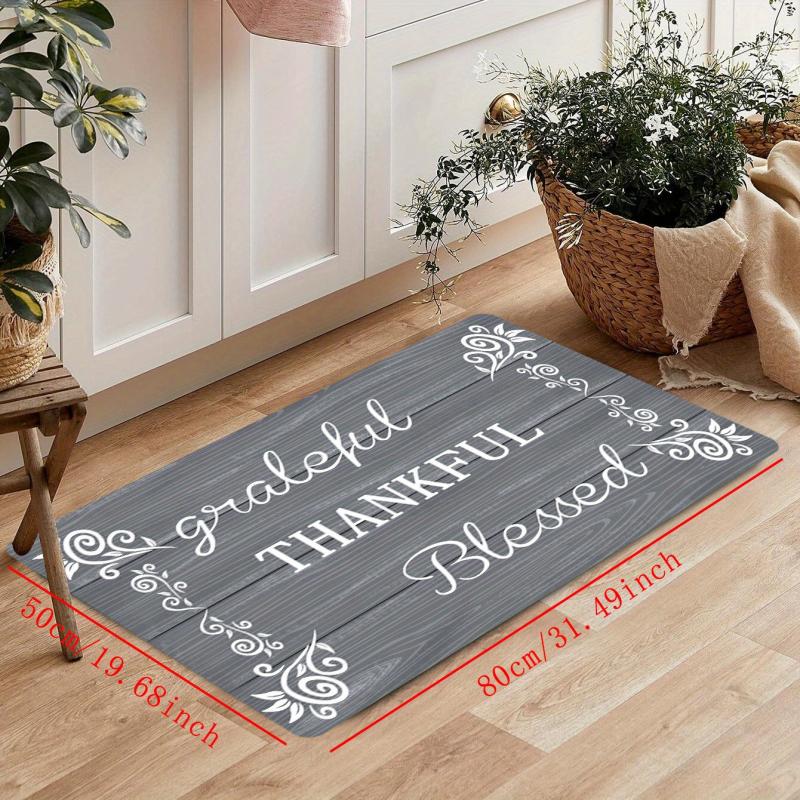 Grey Floor Letter Lace Kitchen Mat Non-slip Waterproof Mat