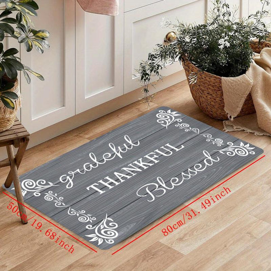 Grey Floor Letter Lace Kitchen Mat Non-slip Waterproof Mat