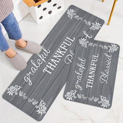Grey Floor Letter Lace Kitchen Mat Non-slip Waterproof Mat
