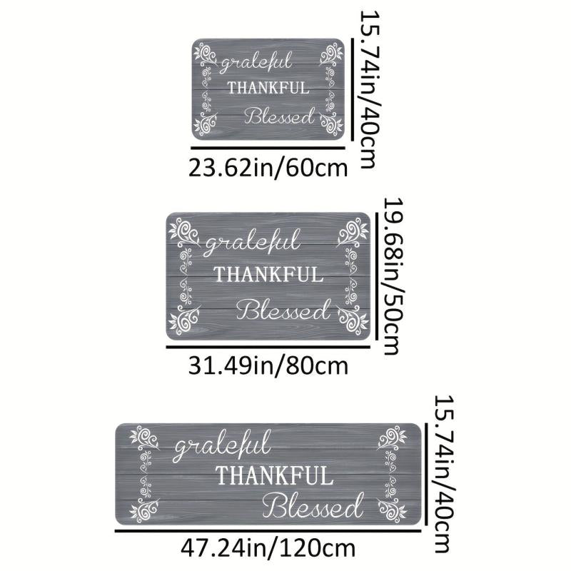 Grey Floor Letter Lace Kitchen Mat Non-slip Waterproof Mat