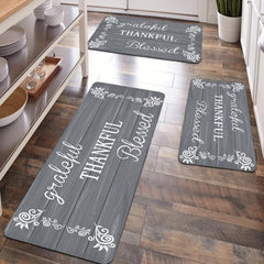 Grey Floor Letter Lace Kitchen Mat Non-slip Waterproof Mat