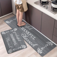 Grey Floor Letter Lace Kitchen Mat Non-slip Waterproof Mat