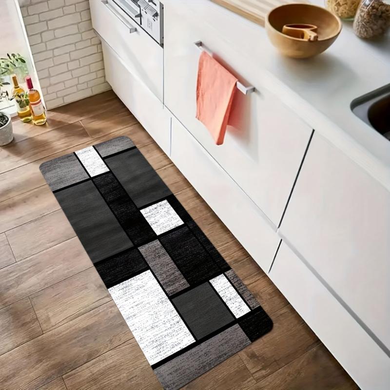 Geometric Kitchen Mat - Anti Slip Washable Durable Polyester