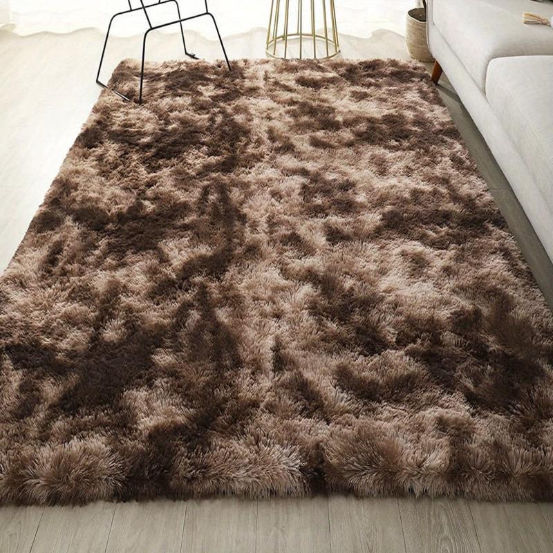 Ultra Soft Plush Area Rug Tie Dyed Coffee Shaggy Modern Fuzzy Rug