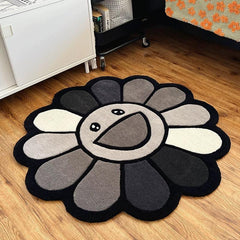 Colorful Sunflowers Round Rug Soft Area Mat Fluffy Washable Bedroom Floor Mat