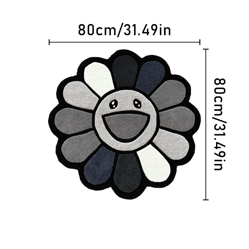 Colorful Sunflowers Round Rug Soft Area Mat Fluffy Washable Bedroom Floor Mat