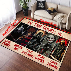 Horror Anime Floor Rug for Halloween, Machine Washable, Waterproof Carpet