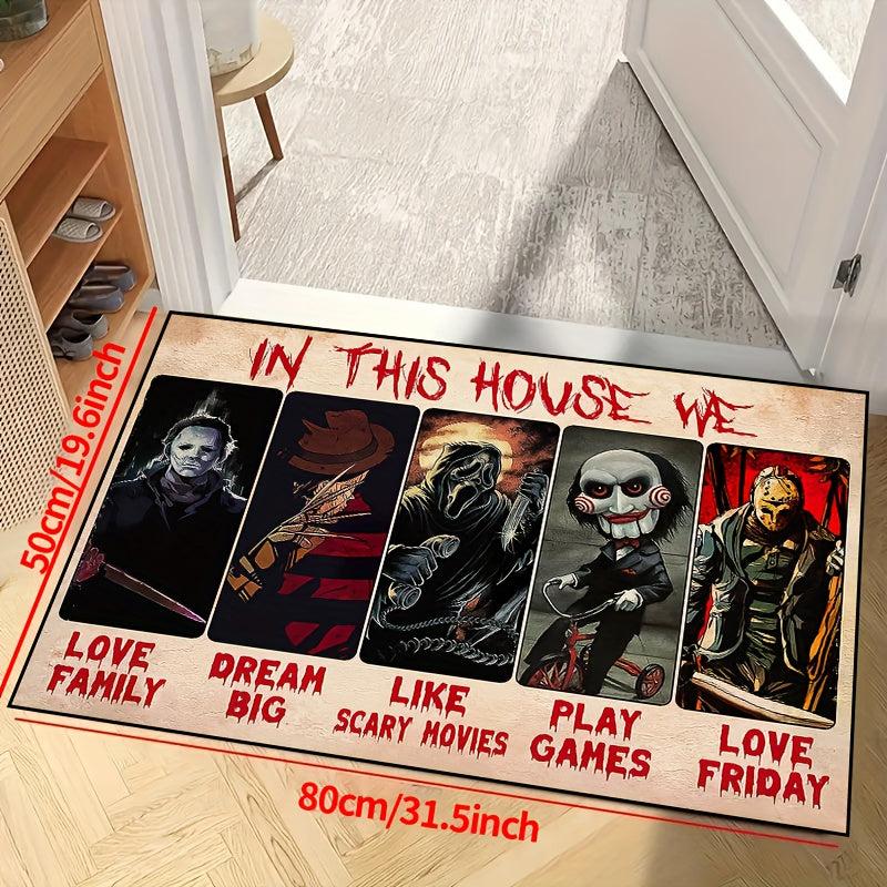 Horror Anime Floor Rug for Halloween, Machine Washable, Waterproof Carpet