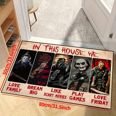 Horror Anime Floor Rug for Halloween, Machine Washable, Waterproof Carpet