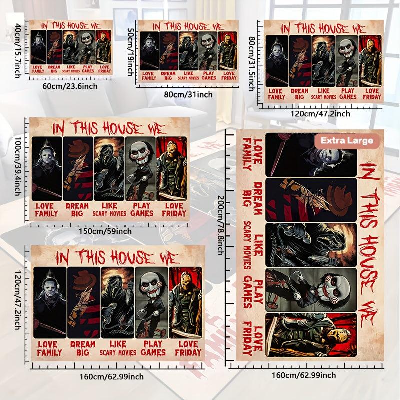 Horror Anime Floor Rug for Halloween, Machine Washable, Waterproof Carpet