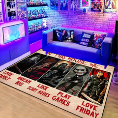 Horror Anime Floor Rug for Halloween, Machine Washable, Waterproof Carpet