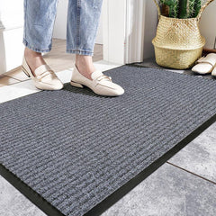 Solid Striped Door Mat Non Slip Entrance Rug Indoor Outdoor
