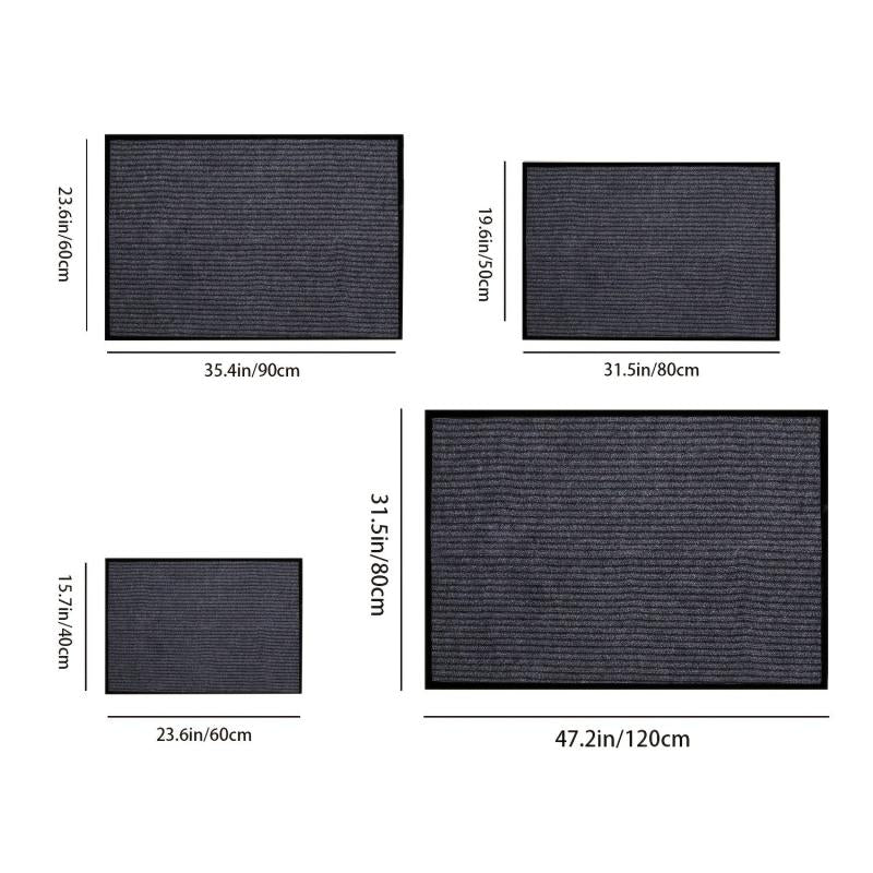 Solid Striped Door Mat Non Slip Entrance Rug Indoor Outdoor